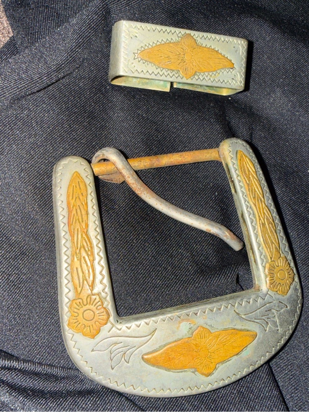 German silver Belt Buckle - Antique ornate